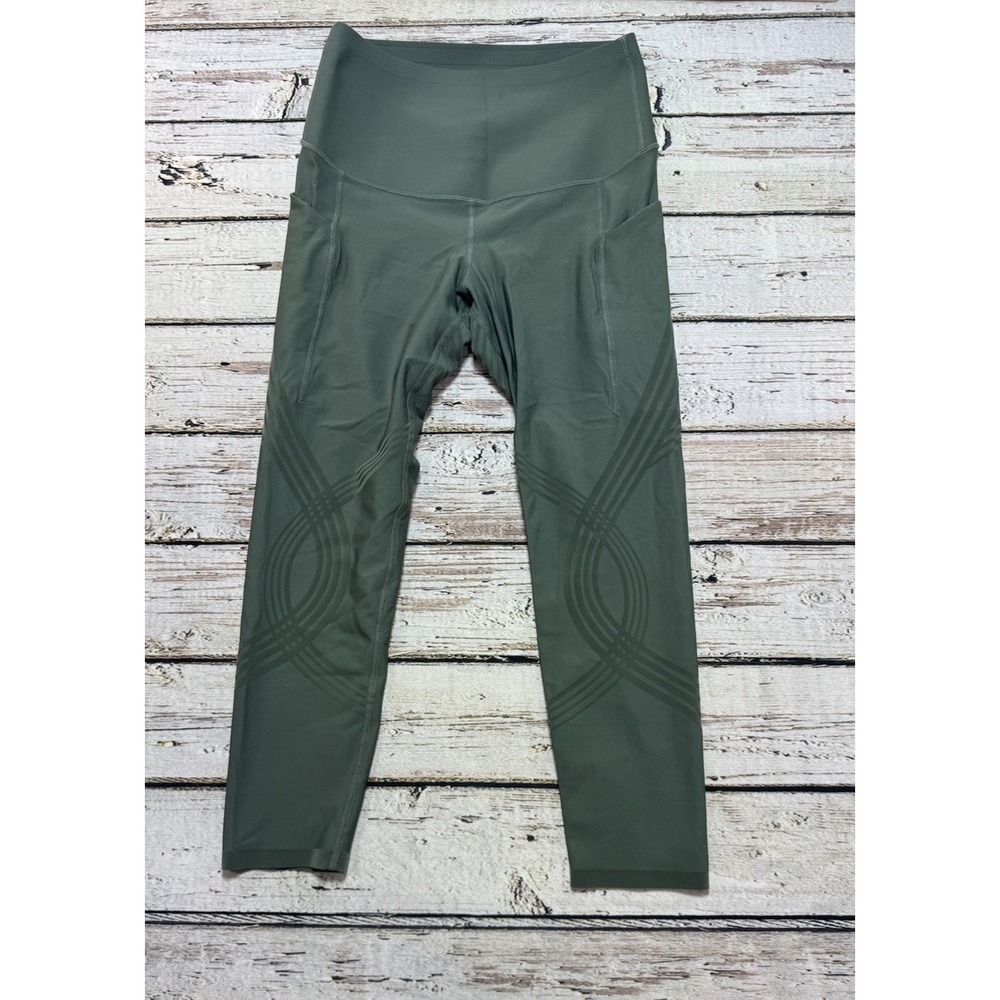 Fanka Body Sculpt Leggings Small? Women's Green Pockets Crop 23" Inseam